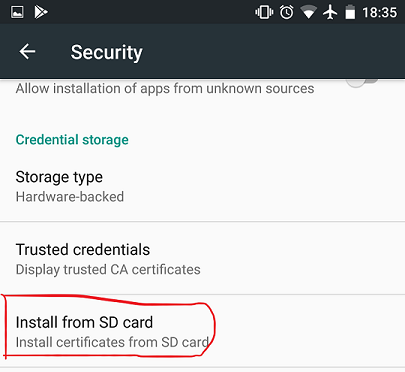 Import a Certificate in Android - Install from SD card
